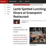 lamb eats at restaurant